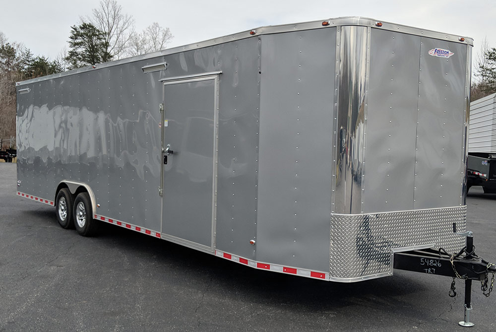 Freedom Trailers 8.5×34 TTA Trailer – Black, Ramp, Side Door, 5K Axles, D-Rings  – Snapper Trailers